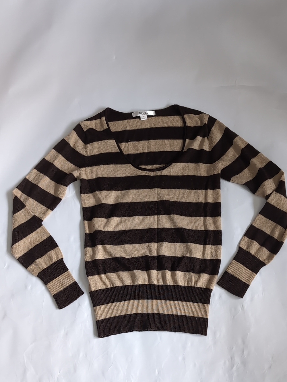 Old Navy Brown Tan Striped Scoop Neck Sweater -  M